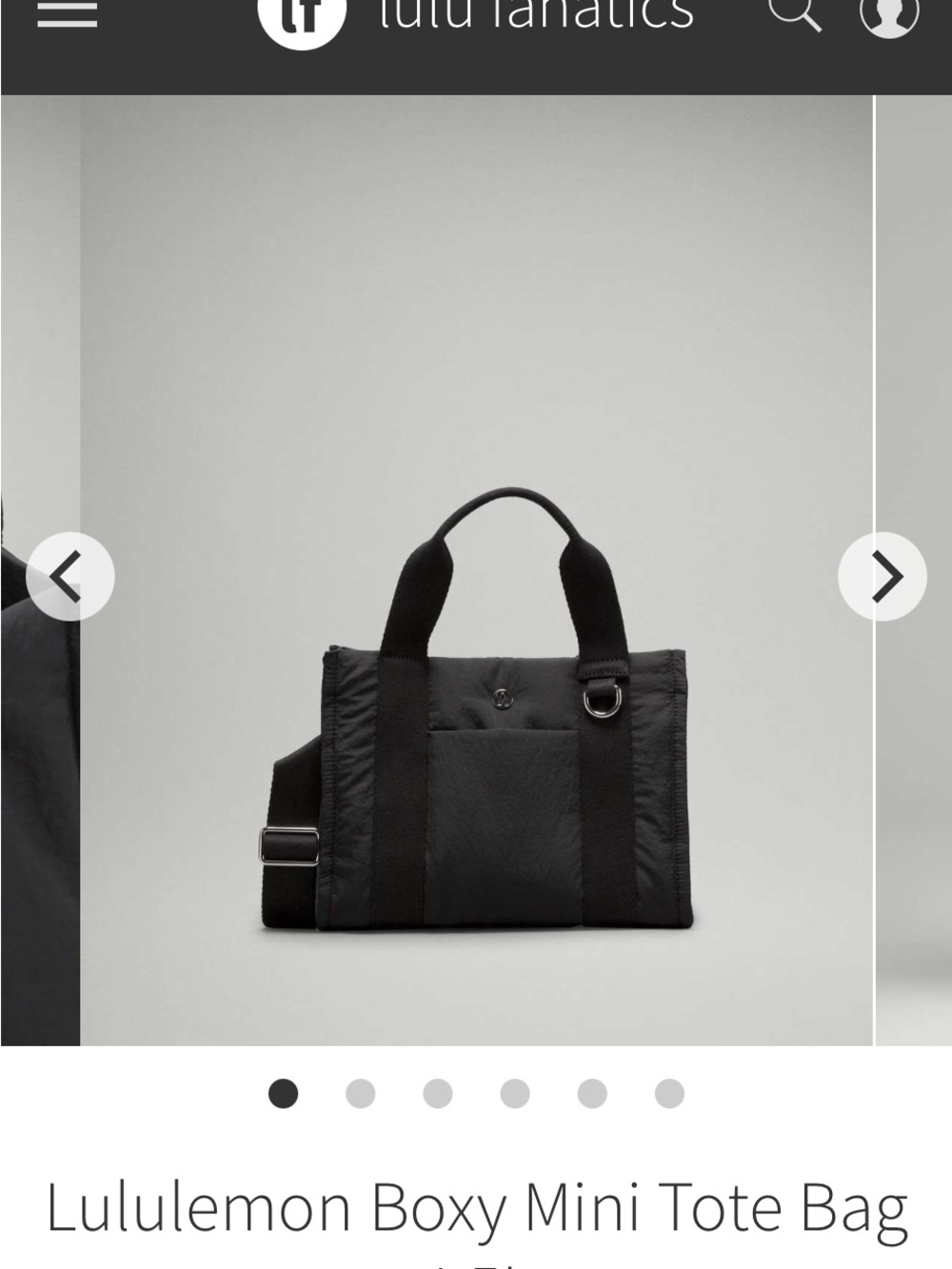 lululemon athletica Black Boxy Mini Tote black rare 4.5 L